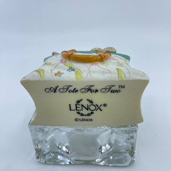 lenox "a tote for two" figurine cats in floral bag vintage - Picture 5 of 5